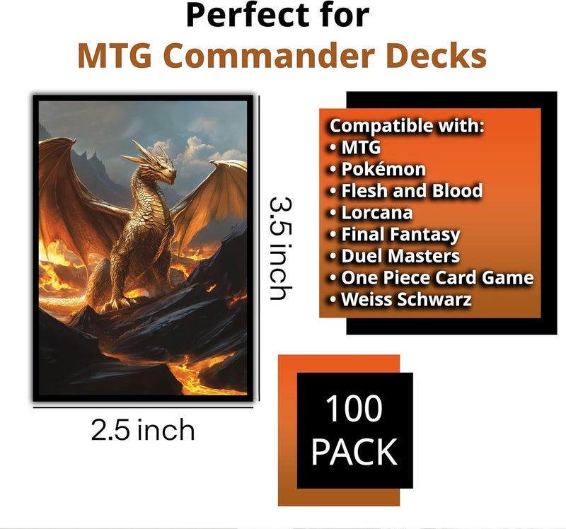 Digital Sorcery Studio Ancient Brass Dragon Card Game Sleeves - 102 Pack - Compatible with MTG and Other TCGs - Perfect for MTG Dragon Commander Decks Like The Ur Dragon or Mirrym - Image 4